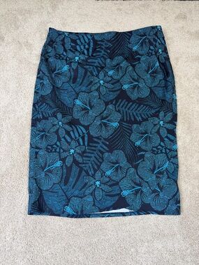 RipSkirt Hawaii Women’s Skirt Wrap Pockets Blue Teal Floral Size Large L